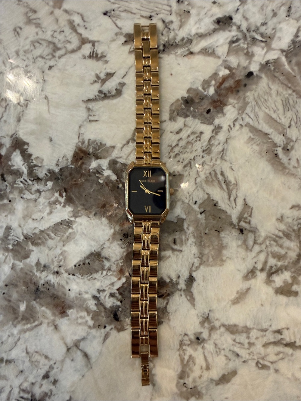 Anne Klein Gold Bracelet Watch with Black Dial